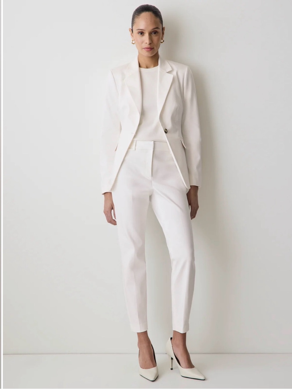 One Button White Blazer